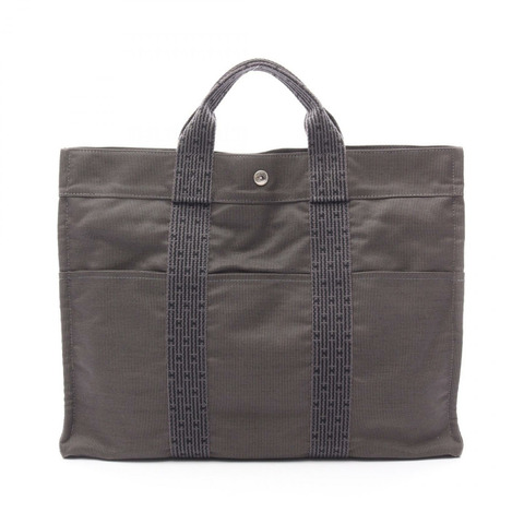 HERMES Herline MM 手提包 尼龍帆布 灰色 二手 男女通用 SHW