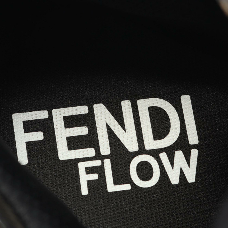 FENDI Flow運動鞋 7E1392 皮革織品 黑色 棕色 二手 男款 #10-4