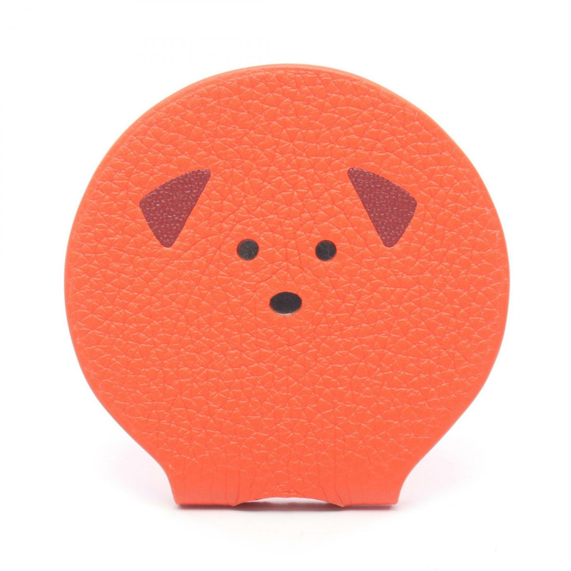 HERMES Petit H Pocket Mirror H1564328 Clemence 皮革 橘色 女款-0