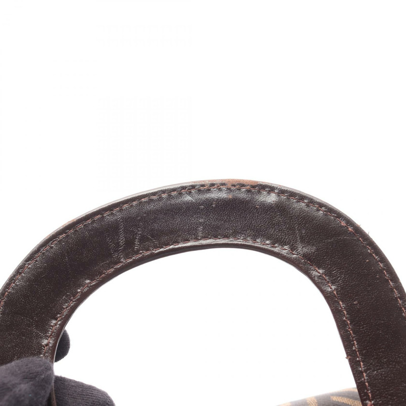 FENDI Zucca 手提包 皮革 尼龍帆布 棕色 二手 女式-7