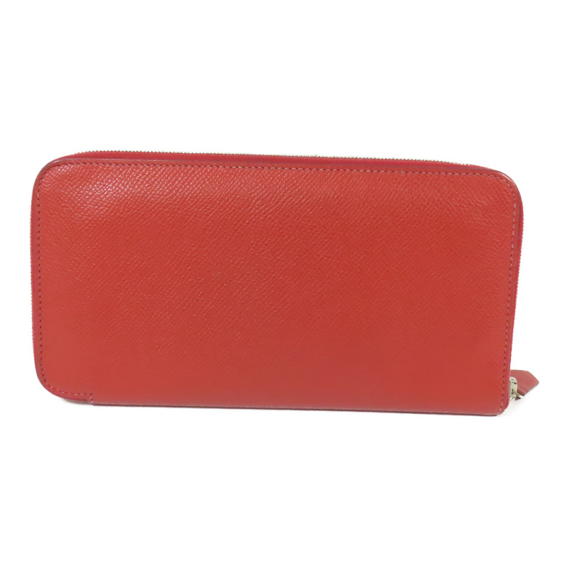 HERMES Epsom皮革Azap Wallet銀扣長錢包Rouge-0