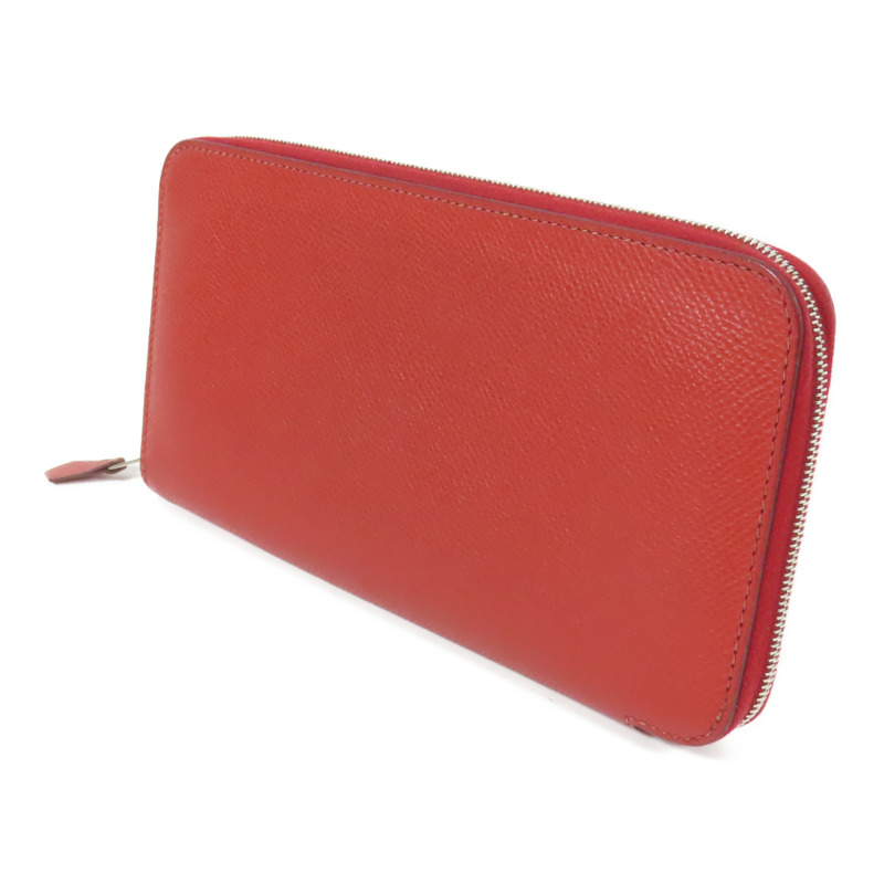 HERMES Epsom皮革Azap Wallet銀扣長錢包Rouge-1