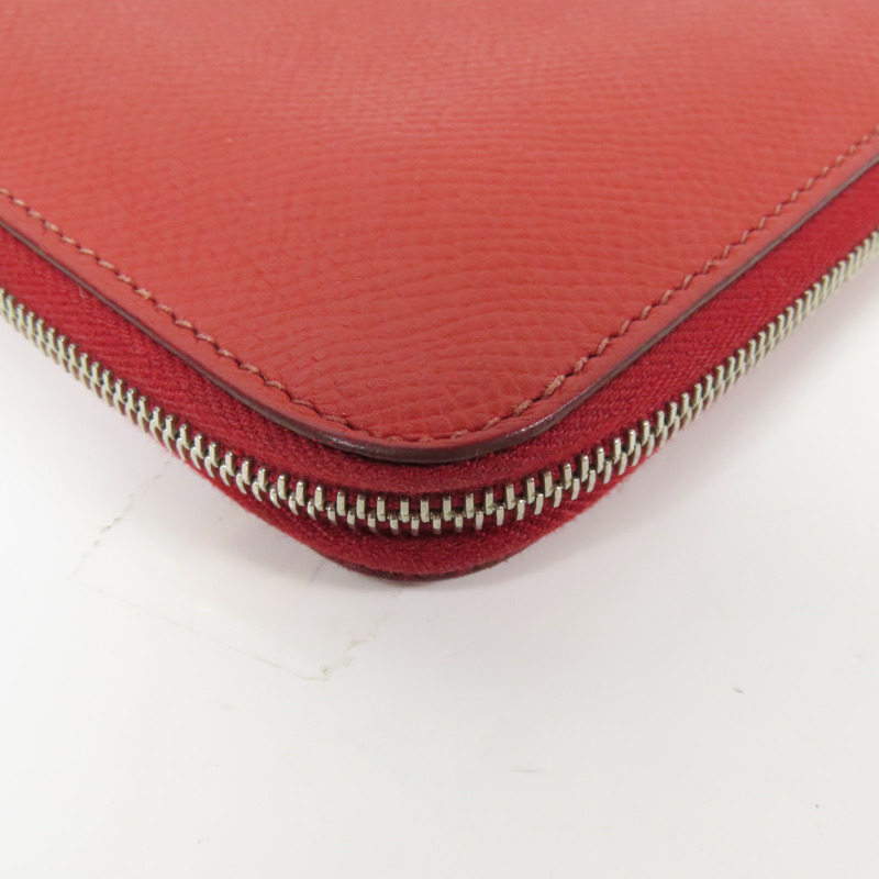 HERMES Epsom皮革Azap Wallet銀扣長錢包Rouge-6