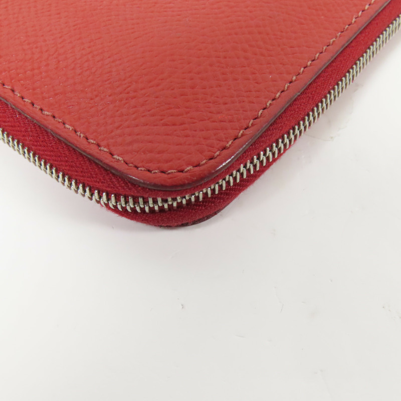 HERMES Epsom皮革Azap Wallet銀扣長錢包Rouge-7