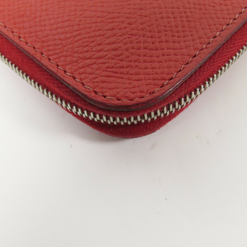 HERMES Epsom皮革Azap Wallet銀扣長錢包Rouge-9