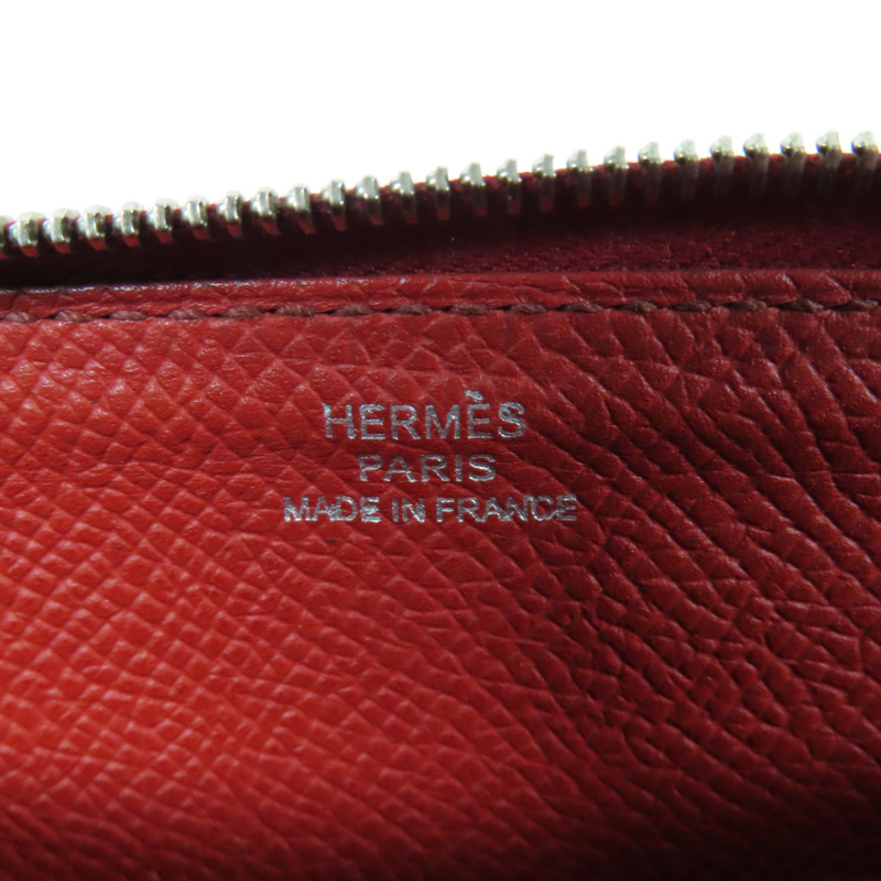 HERMES Epsom皮革Azap Wallet銀扣長錢包Rouge-13