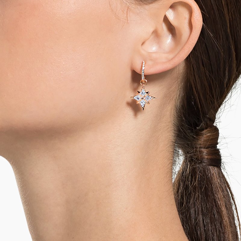 施華洛世奇Swarovski|玫瑰金閃耀北極星耳環-6