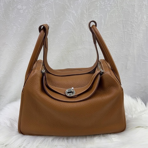 HERMES 愛馬仕 手袋 LINDY 30 ck 37 單肩包/手提包 琳迪包 金棕色