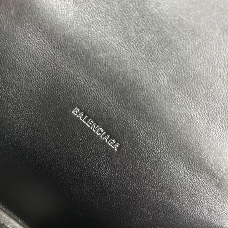 Balenciaga 黑色萊茵石鑲嵌黑色啞光B徽標 鰐魚紋壓花牛皮革 單肩斜挎包Xs碼 附件塵袋 卡片-5