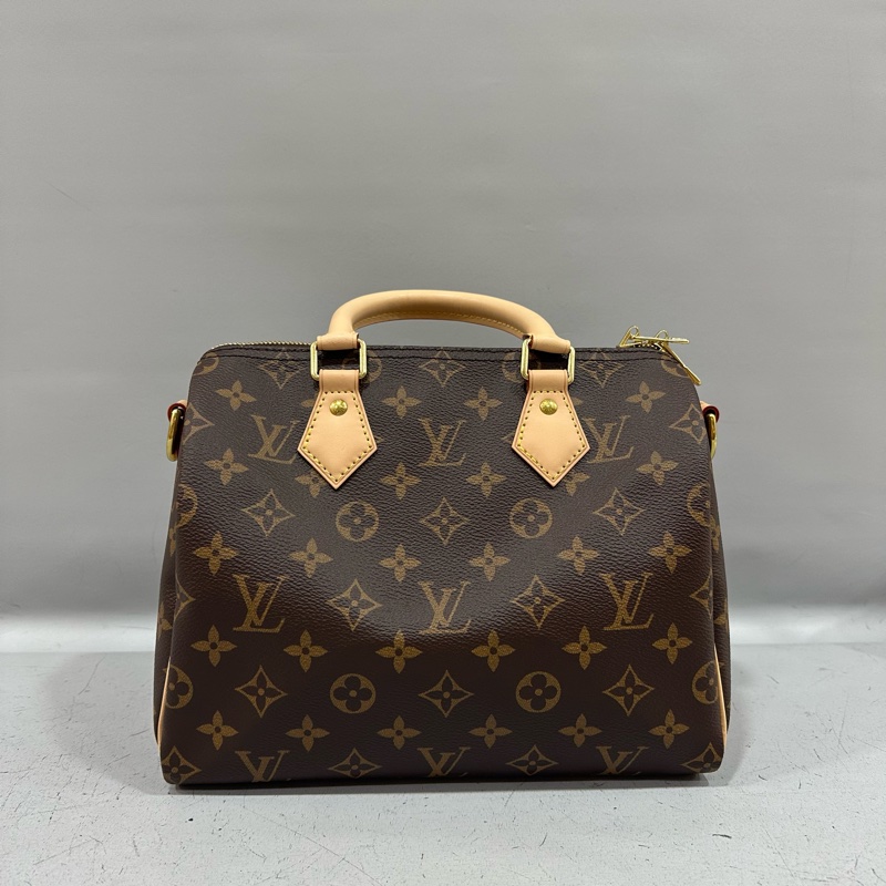 LV M41113 原花金釦speedy 25 斜背包 兩用包-3