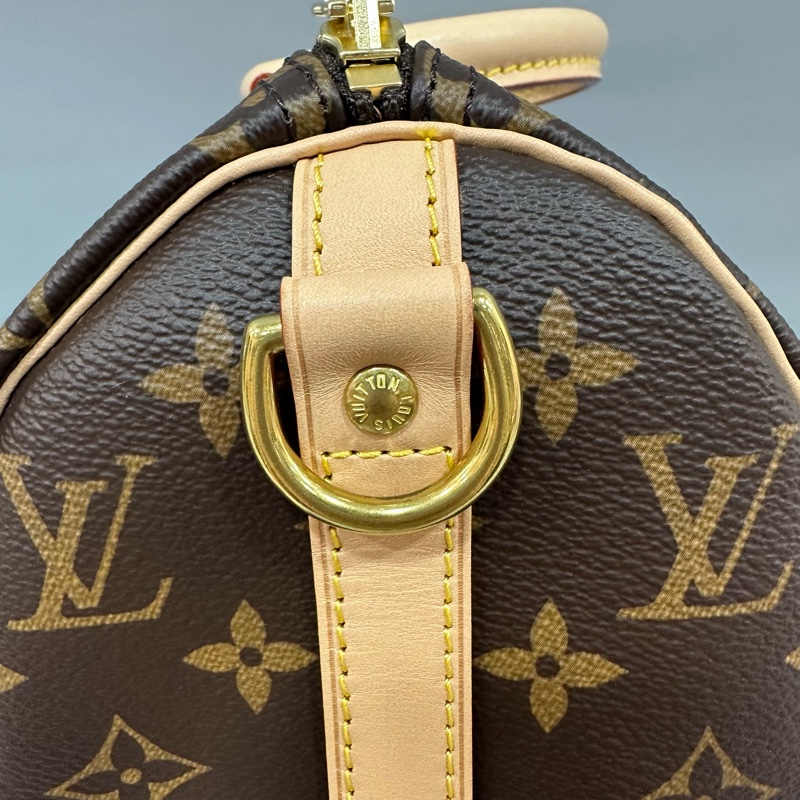 LV M41113 原花金釦speedy 25 斜背包 兩用包-5