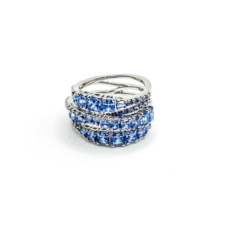 施華洛世奇Swarovski|流線藍晶方鑽戒指(絕版款)-2