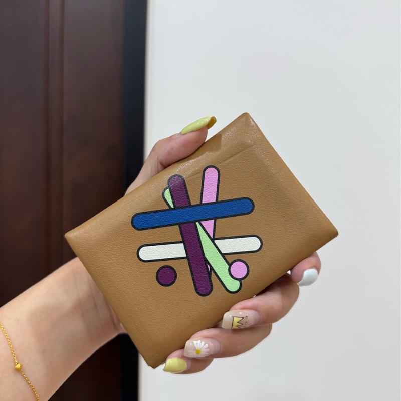 HERMES 愛馬仕 Calvi duo 彩繪 卡包 卡片夾 卡夾 皮夾 錢包 零錢包-3