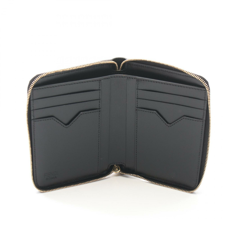 FENDI FF 鑽石圓形皮夾 8M0508ALV4F0KUR 皮革 黑色 全新 女款-2