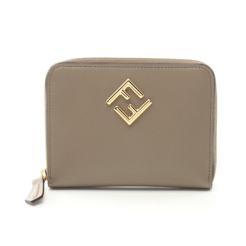 FENDI FF 鑽石圓形皮夾 8M0508ALV4F1N1G 皮革 棕色 全新 女款