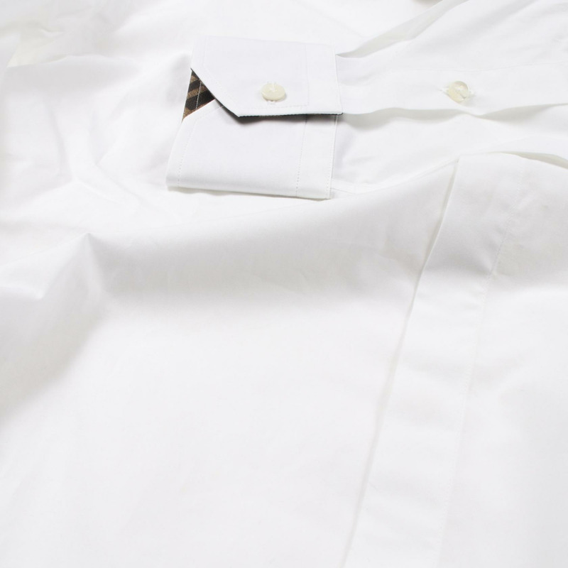 FENDI Zucca 圖案長袖襯衫 FS0703 純棉 白色 二手 男款 #38-4