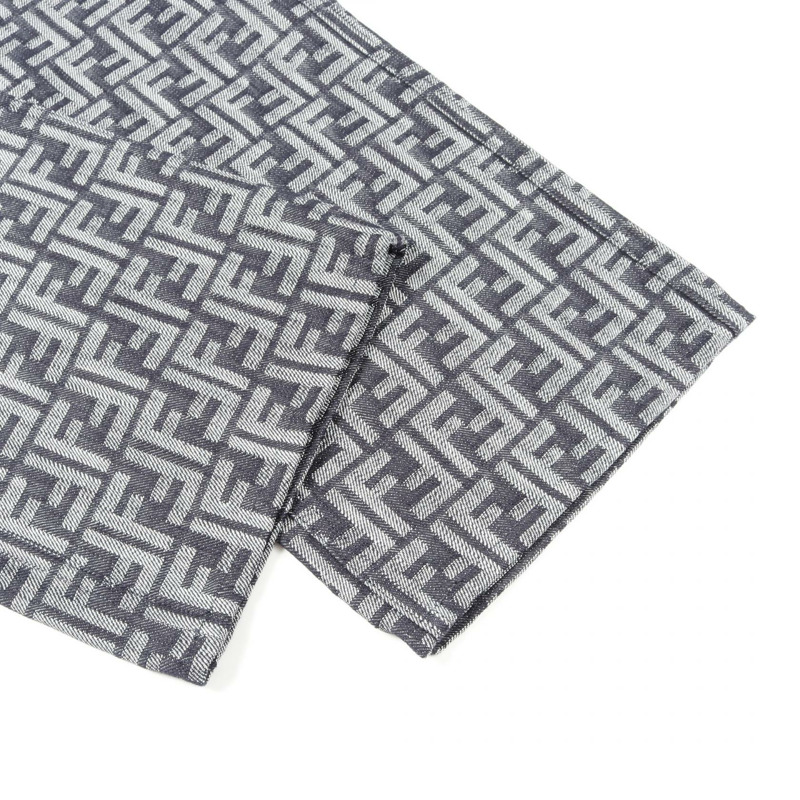 FENDI Zucca 牛仔褲 FLP302 棉滌混紡 海軍藍/灰色 二手 男款 #32-6