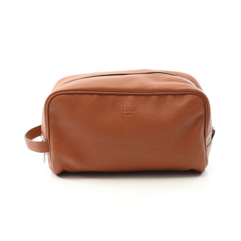 FENDI 商務手拿包 AS378 皮革棕色 二手男款