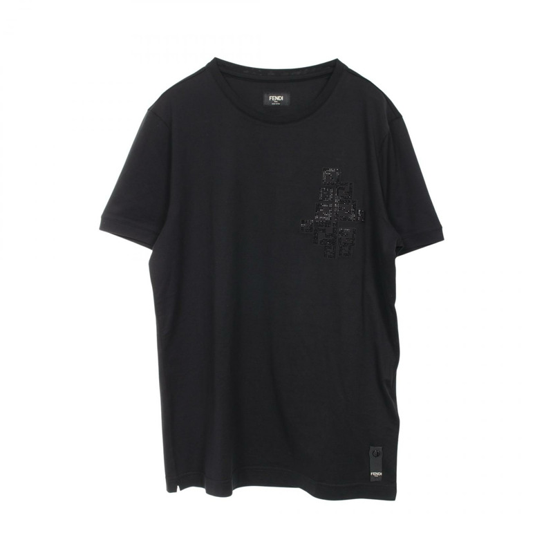 FENDI FF logo T卹 短袖 FY0894 純棉 黑色 二手 男款 #XS-0