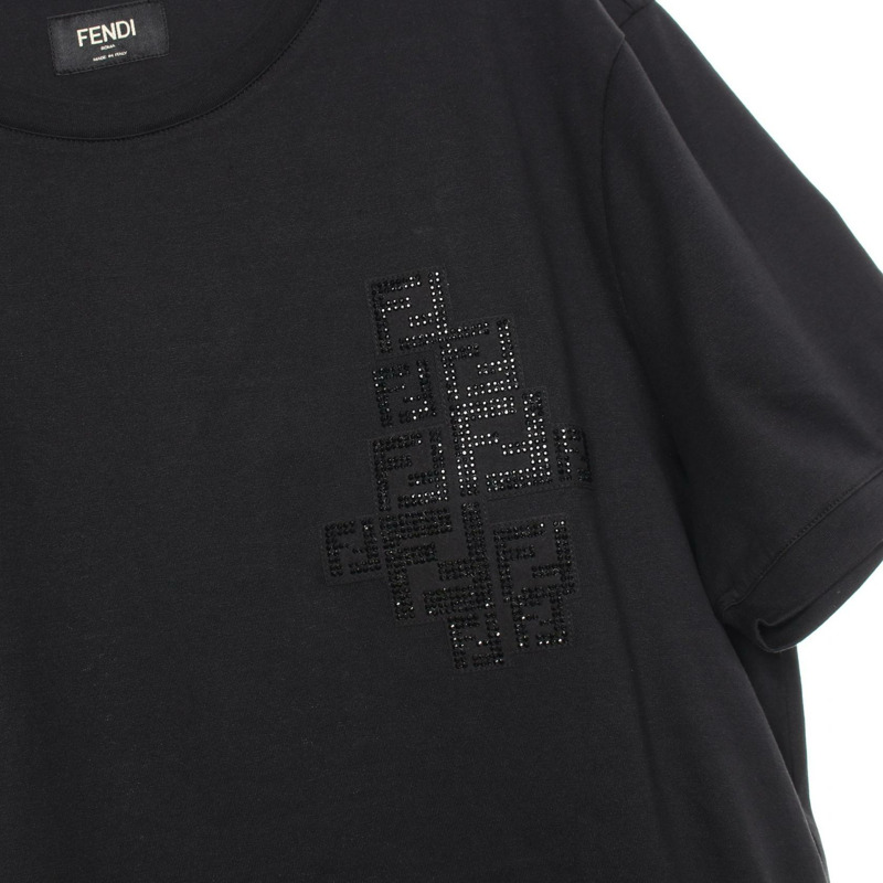 FENDI FF logo T卹 短袖 FY0894 純棉 黑色 二手 男款 #XS-4