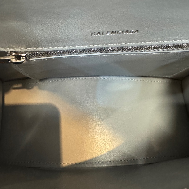 Balenciaga銀色抓皺羊皮小號Hourglass沙漏包751497-20