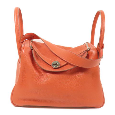HERMES Clemence皮革Lindy 30銀扣手挽肩背兩用袋Potiron/ Feu