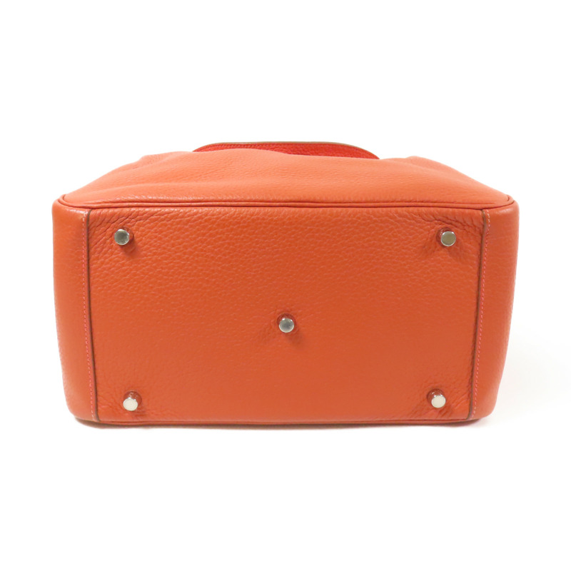 HERMES Clemence皮革Lindy 30銀扣手挽肩背兩用袋Potiron/ Feu-3