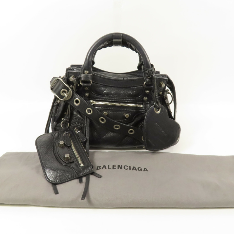 BALENCIAGA 牛皮皮革Neo Cagole XS銀扣手挽肩背兩用袋-5