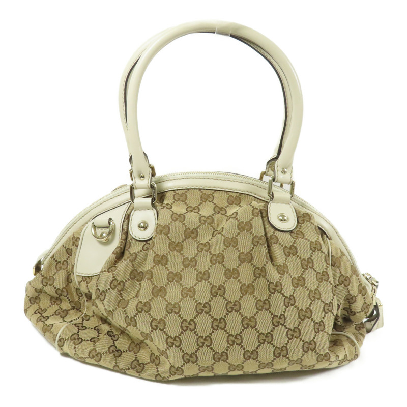 GUCCI 帆布2 Way Shoulder銀扣手挽肩背兩用袋-2