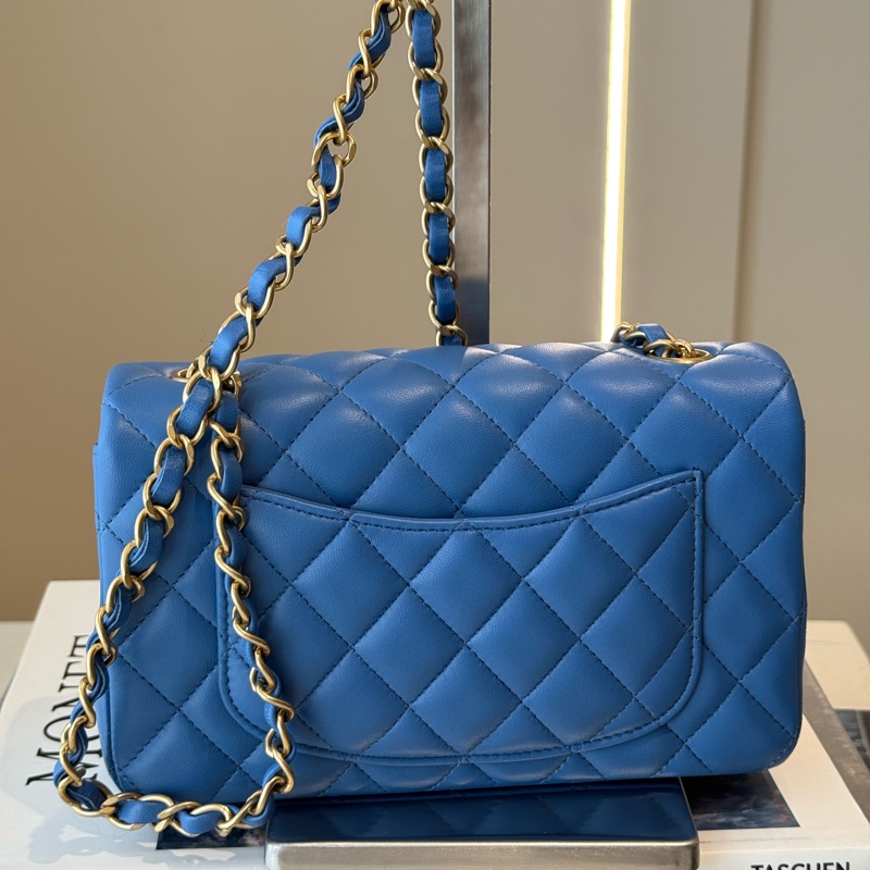 CHANEL CF20 coco20 藍色mini 鏈條包 27開-1