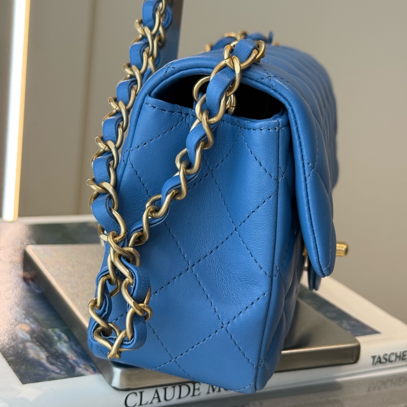 CHANEL CF20 coco20 藍色mini 鏈條包 27開-4