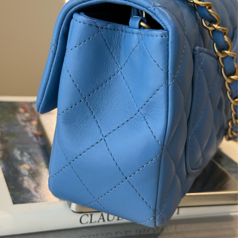 CHANEL CF20 coco20 藍色mini 鏈條包 27開-5
