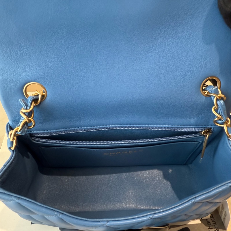 CHANEL CF20 coco20 藍色mini 鏈條包 27開-7