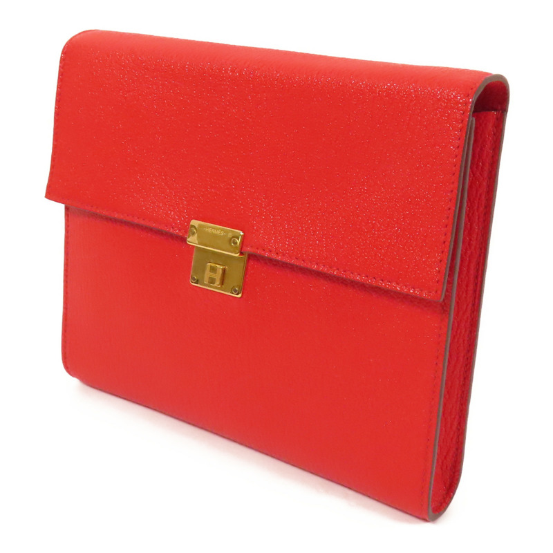 HERMES Chevre皮革Clic 16金扣肩背袋Rouge De Coeur-1