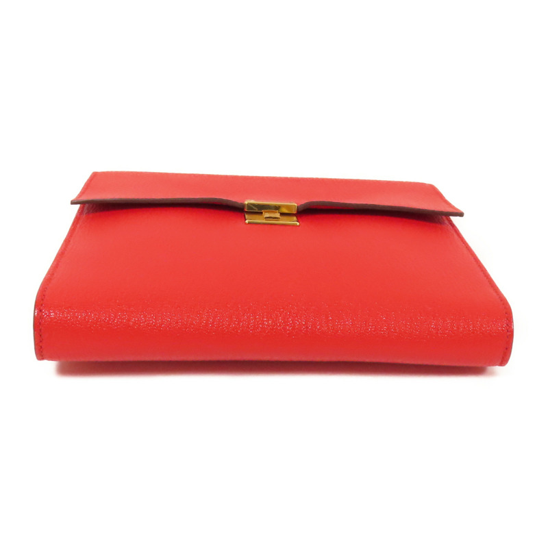 HERMES Chevre皮革Clic 16金扣肩背袋Rouge De Coeur-3