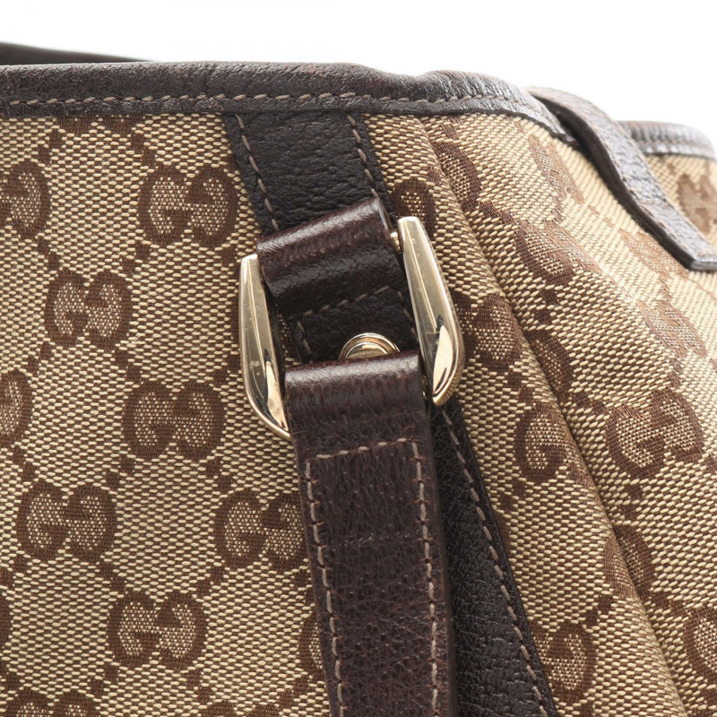GUCCI Abbey GG 帆布單肩包 130736 皮革米色棕色二手女士-6
