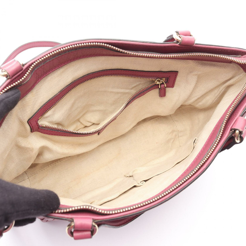 GUCCI Soho 互扣式 G 肩背包 369176 皮革 粉紅色 二手 女士-2