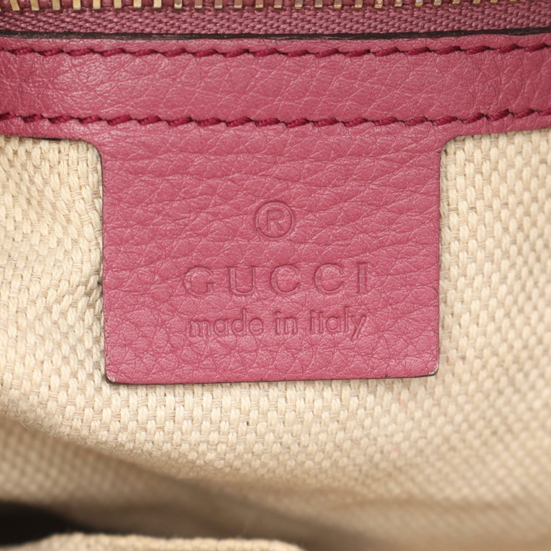 GUCCI Soho 互扣式 G 肩背包 369176 皮革 粉紅色 二手 女士-3