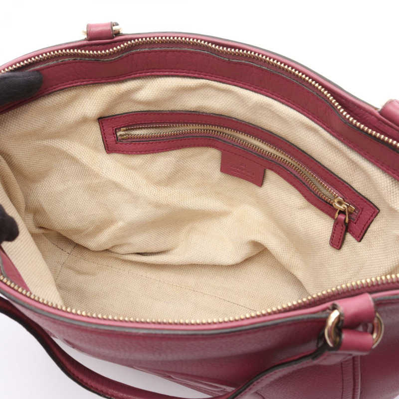 GUCCI Soho 互扣式 G 肩背包 369176 皮革 粉紅色 二手 女士-5