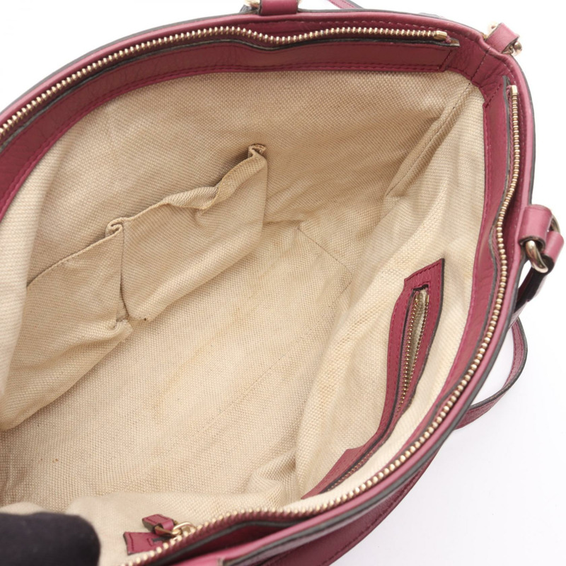 GUCCI Soho 互扣式 G 肩背包 369176 皮革 粉紅色 二手 女士-6