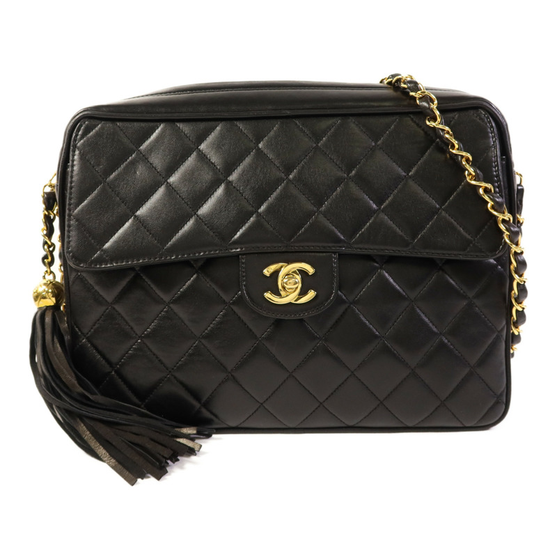 CHANEL 羊皮皮革Chain Shoulder金扣鏈帶肩背袋-0