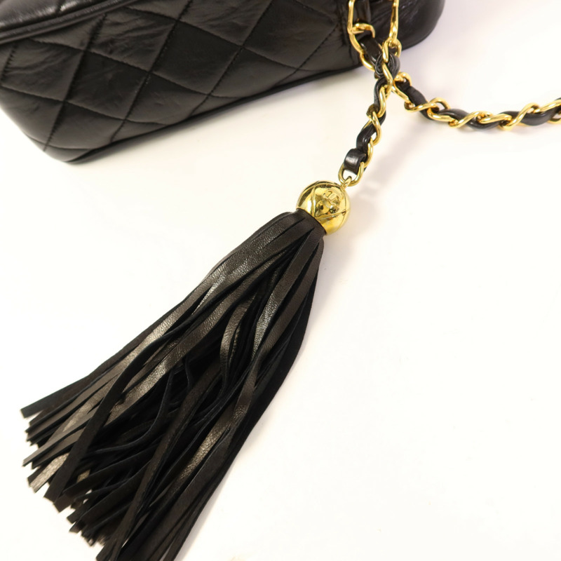 CHANEL 羊皮皮革Chain Shoulder金扣鏈帶肩背袋-11