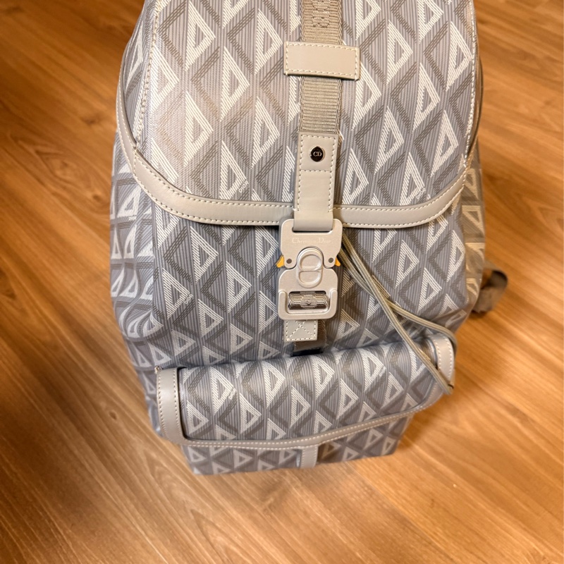 Dior灰色後背包，經典馬鞍扣-7