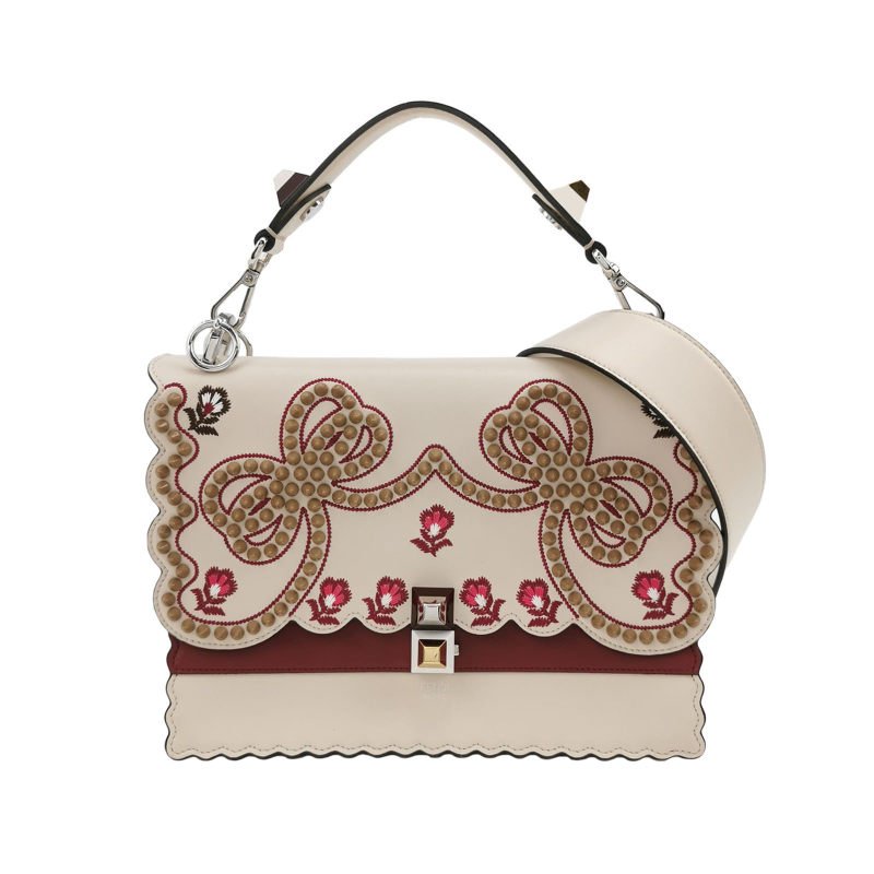 Fendi Kan I 中號 牛皮 蝴蝶結 圖案 鉚釘 封扣 斜背包 單肩包-0