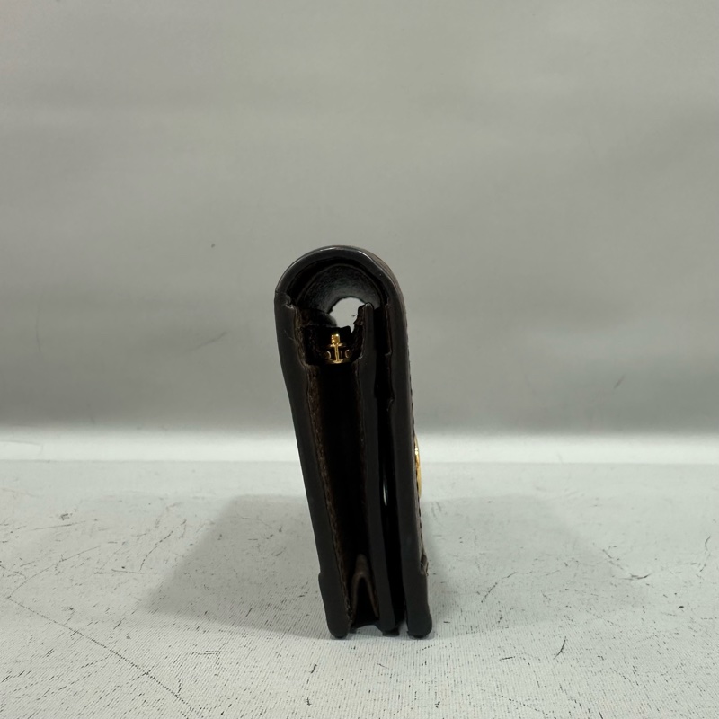 Gucci 523155 老花拼卡其皮 GG短夾-3
