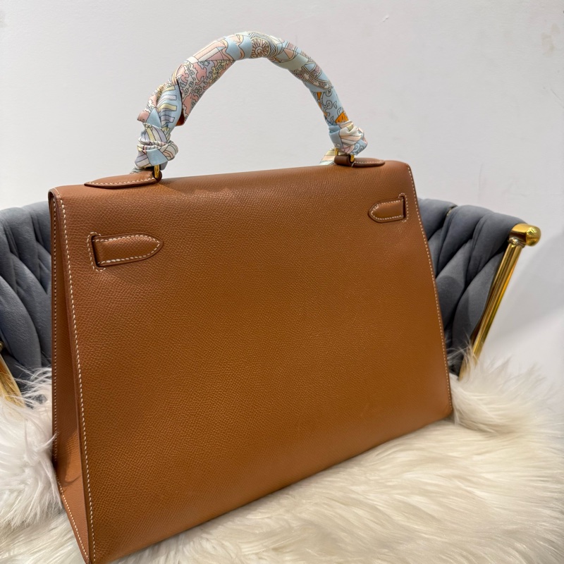 愛馬仕 kelly32 金棕 附背帶 A框刻-2