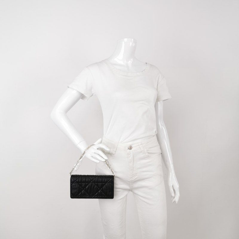 Dior 羊皮 純色 褶皺 手提包-1