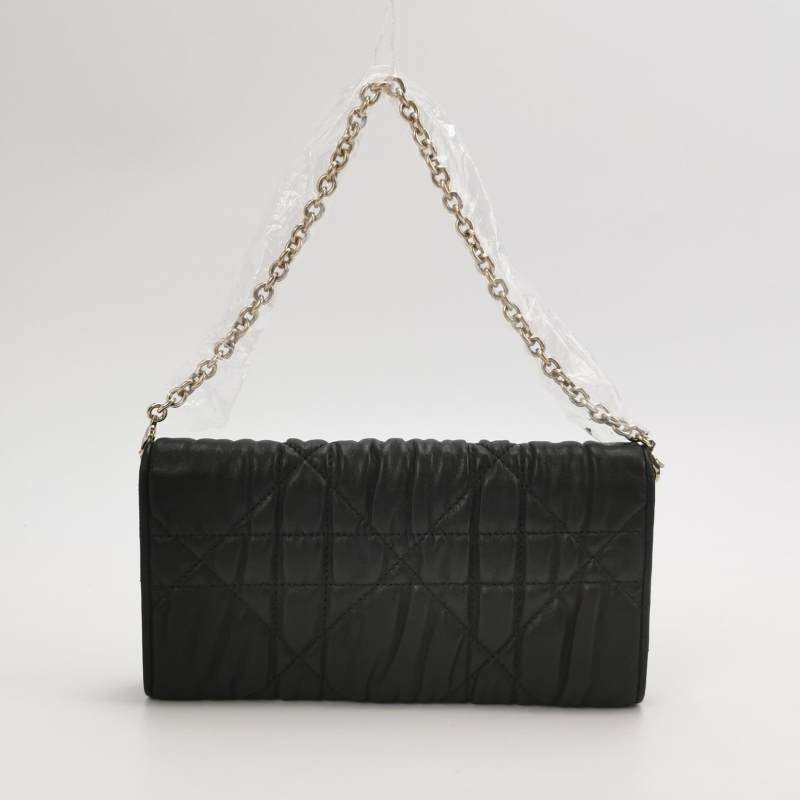 Dior 羊皮 純色 褶皺 手提包-4