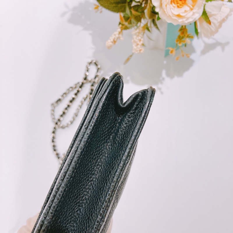 TW4428 Chanel 香奈兒 皮穿鏈 長鏈條銀包 荔枝皮Wallet On Chain Caviar-7