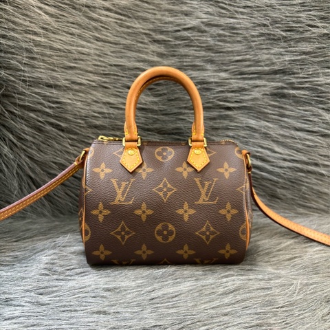 LV M61252 NANO SPEEDY 原花老花字紋迷你 手提包肩背包斜背包波士頓包 M81085可參考 斷貨款